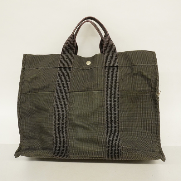 Auth Hermes Her Line Tote Bag Yale Line MM Women's Canvas Handbag,Tote Bag Black - Picture 9 of 10